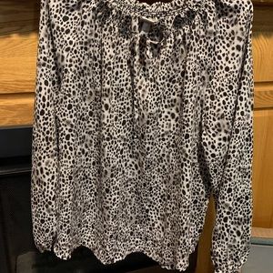 Animal print blouse cold shoulder